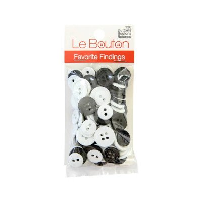 Favorite Findings Black & White Assorted Sew Thru Buttons, 130 Pieces