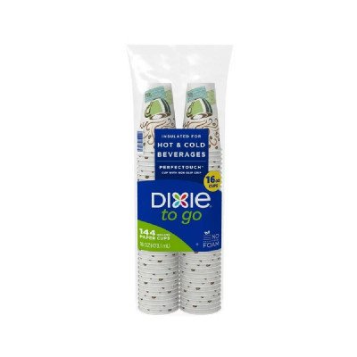 Dixie PerfecTouch Insulated Hot/Cold Paper Cups, Coffee Haze, 16 Oz (144 Count)