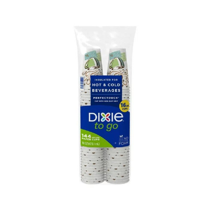Dixie PerfecTouch Insulated Hot/Cold Paper Cups, Coffee Haze, 16 Oz (144 Count)